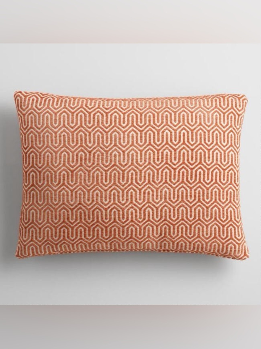 Geometric Lumbar Orange/White Throw Pillow
